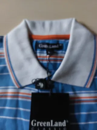 Polo Green Land uomo tg L righe blu/arancio