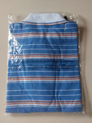 Polo Green Land uomo tg L righe blu/arancio