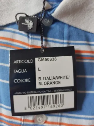 Polo Green Land uomo tg L righe blu/arancio