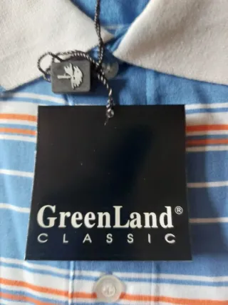 Polo Green Land uomo tg L righe blu/arancio