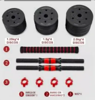 Pesas y barras para gimnasio