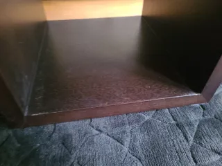 Mesa de centro madera maciza y cristal negro,