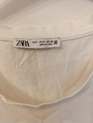 Zara Maglietta Smanicata Bianca XS