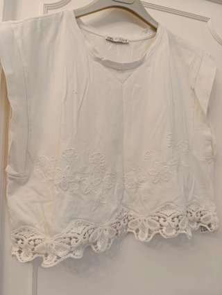 Zara Maglietta Smanicata Bianca XS