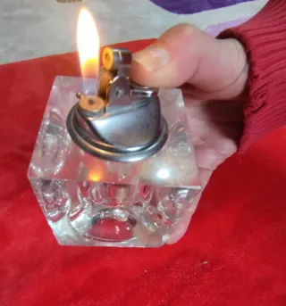 Encendedor de mesa cristal antiguo