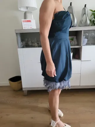 Vestido de fiesta azul petróleo