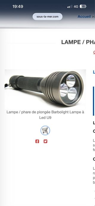 Linterna foco de buceo Barbolight U9