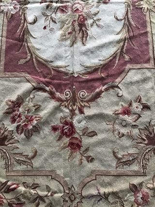 Tappeto Aubusson tessuto beige e rosa