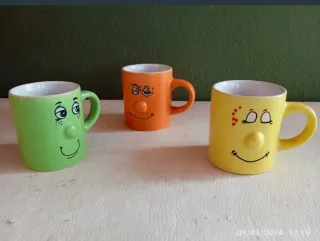 Pack 3 tazas cerámica caritas divertidas