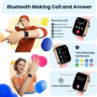 Reloj Inteligente con Auriculares Dorado/Rosa