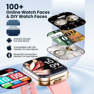 Reloj Inteligente con Auriculares Dorado/Rosa