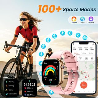 Reloj Inteligente con Auriculares Dorado/Rosa