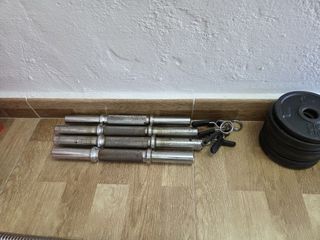 Barra de pesas y discos gimnasio