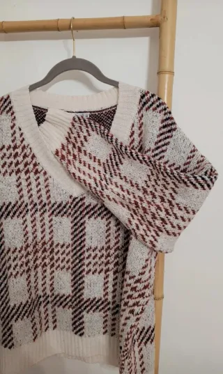 Jersey de punto con estampado de cuadros