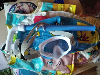 Flotador balón de plata chaleco gafas de bucear