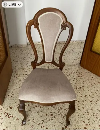 Silla de comedor madera y tela beige Vendo 6