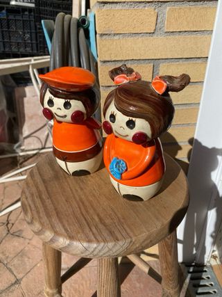 Antigua Pareja cerámica vintage firma Caballé