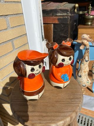 Antigua Pareja cerámica vintage firma Caballé