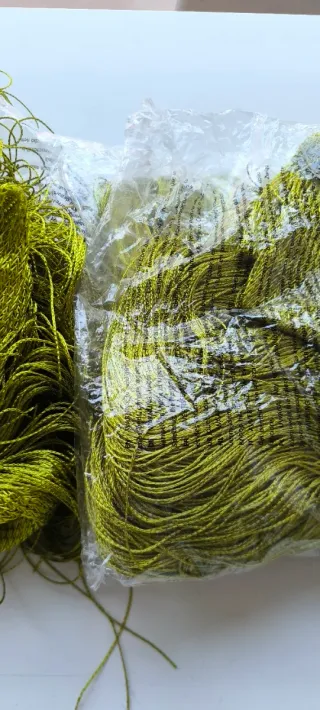 Juego 4 cortinas hilo seda verde