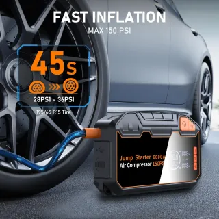 Arrancador de Batería 6000A 150PSI 26800mAh