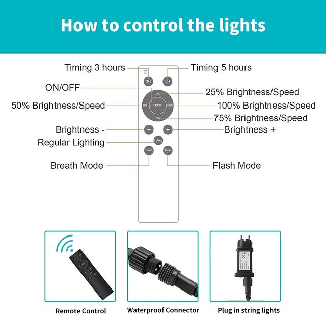 Guirnalda LED da Esterno 13m con Telecomando