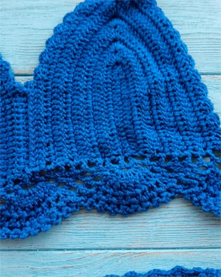 Bikini Crochet Azul Eléctrico Conchas Talla XS/S