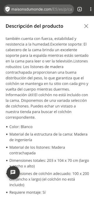 Cama individual Maison Chic 100x200