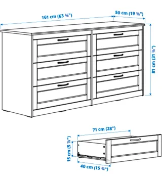 Cómoda de 6 cajones blanca
