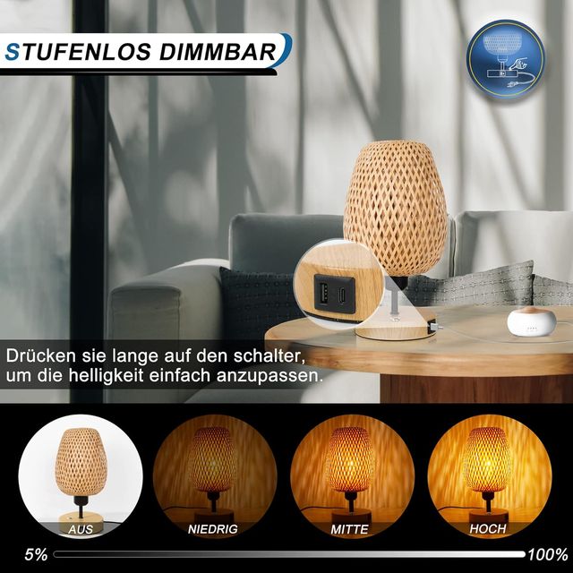 Lámpara de Mesa LED Allesin con USB