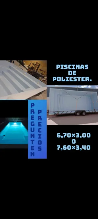 Piscina de poliéster azul o blanco.