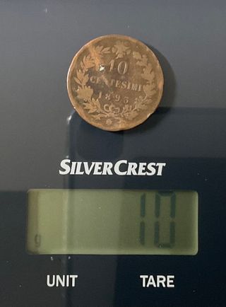 ºoO 10 centésimos Umberto I 1893 - BI - Italia