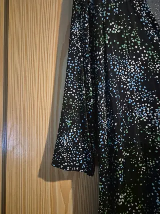 Vestido negro estampado multicolor