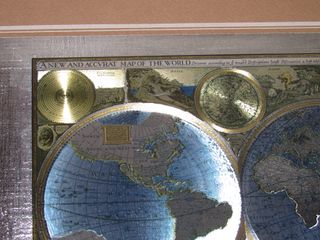 Cuadro mapa mundi mundo John Speed 1651 oro plata