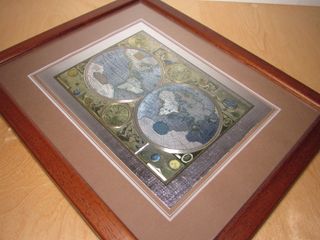 Cuadro mapa mundi mundo John Speed 1651 oro plata
