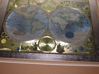 Cuadro mapa mundi mundo John Speed 1651 oro plata