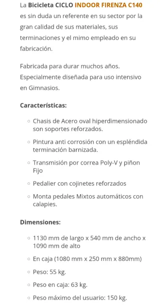 Bicicleta Estática Ortus Firenza C140