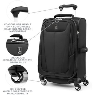 Travelpro Maxlite 5 Set de 2 Piezas de Equipaje Blando expandible, Maleta de Cabina con 4 Ruedas giratorias y Bolsa de Viaje bajo Asiento, Ligera, para Hombre y Mujer, Negro -, Carry-on 21-Inch, NUEVO