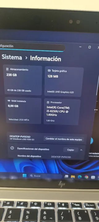 Portátil HP Intel Core i5 8GB 256GB