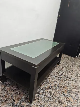 Mesa ratona madera y cristal