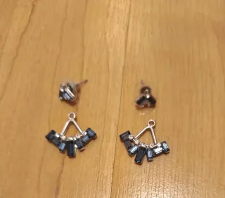 Pendientes abanico azules y plateados