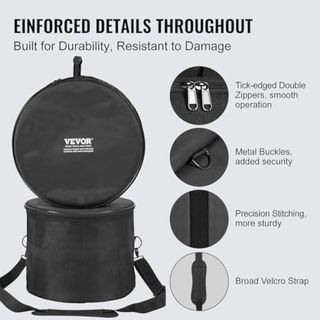VEVOR Juego de Bolsas de Tambor de 5 Piezas Tela Oxford 1680D, 35,56 x 13,97 cm, Bolsas y Estuches Acolchados para Tambor con Correa de Hombro Desmontable, Asas de Transporte, Diseño Plegable, NUEVO