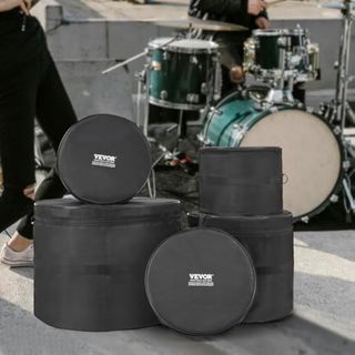 VEVOR Juego de Bolsas de Tambor de 5 Piezas Tela Oxford 1680D, 35,56 x 13,97 cm, Bolsas y Estuches Acolchados para Tambor con Correa de Hombro Desmontable, Asas de Transporte, Diseño Plegable, NUEVO