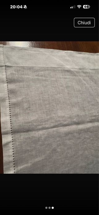 Coppia Tende Bisso di lino Ricamate a mano 145x35