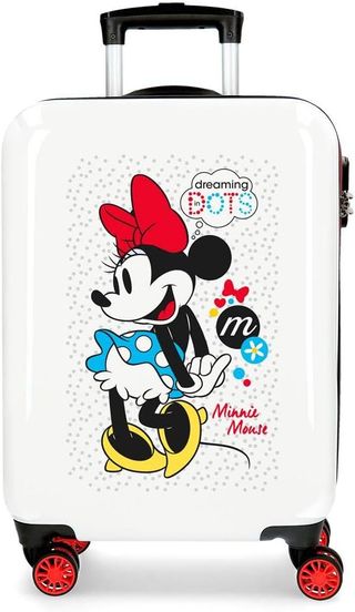 Disney, Minnie Enjoy The Day Maleta de Cabina Blanco 40x55x20 cms Rígida ABS Cierre combinación 34 L 2,8 Kgs 4 Ruedas Dobles Equipaje de Mano
