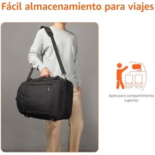 Amazon Basics Mochila de Viaje 40L, Equipaje de Mano (51x38x20cm), Tirantes Acolchados, Compartimento Portátil 17", Bolsillos Organizados - Negro