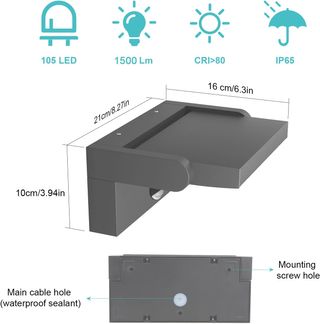 Klighten 24W LED Lampada Parete Esterno/Interno