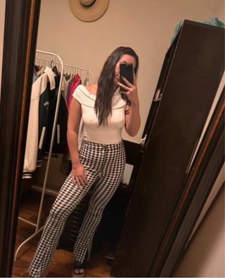 Pantalones de cuadros blanco y negro