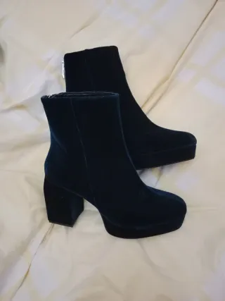 Botines plataforma terciopelo azul marino Talla 38