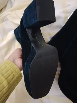 Botines plataforma terciopelo azul marino Talla 38