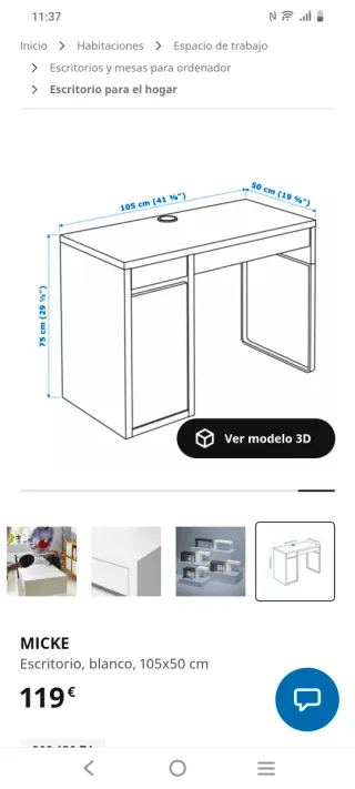 Estante Escritorio Blanco y Dorado